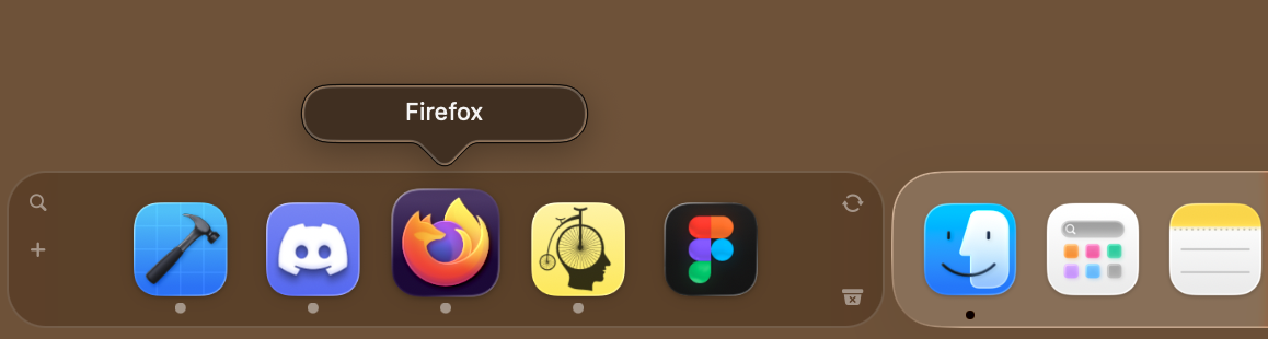 Apps in Dockside shelf