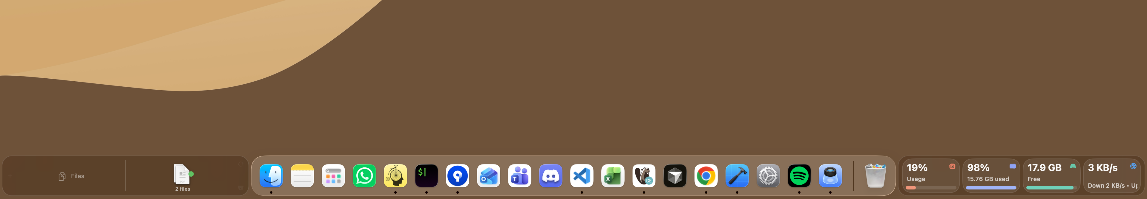 Dockside stats shelf view